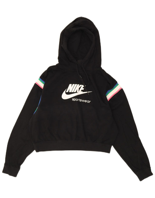 Nike Ženska skraćena majica s kapuljačom s kapuljačom UK 10, mala crna boja