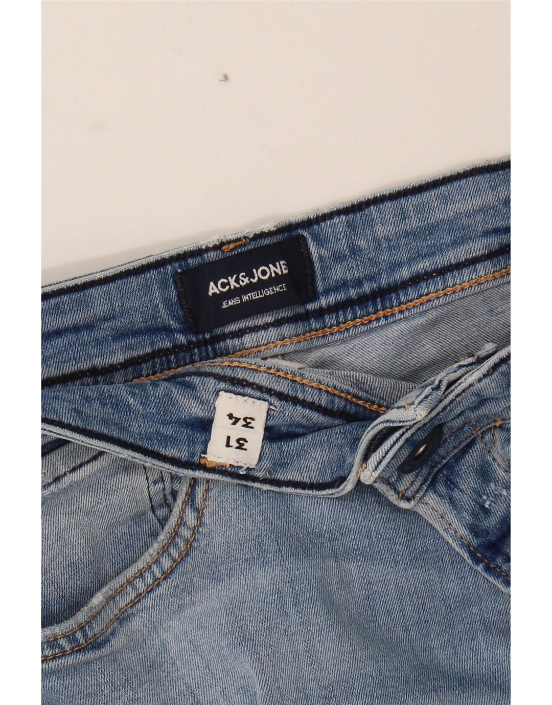 JACK & JONES Mens Distressed Slim Jeans W31 L34 Blue Cotton Vintage Jack & Jones and Second-Hand Jack & Jones from Messina Hembry 