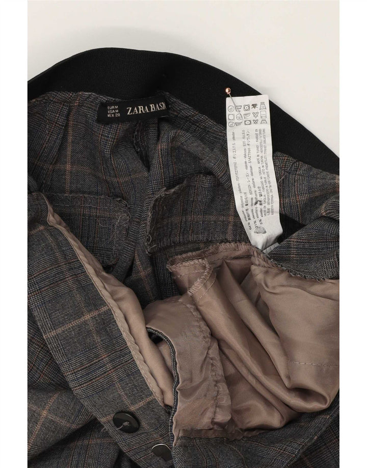 Zara ženske uske chino hlače srednje veličine W28 L26 sivi karirani poliester