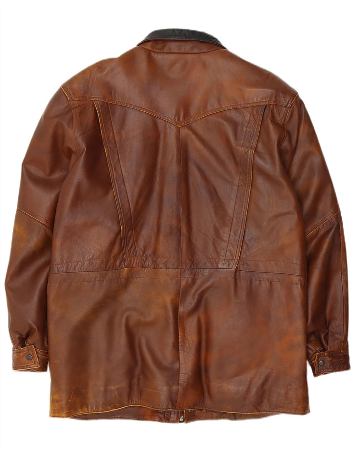 Vintage muška kožna jakna UK 42 XL smeđa
