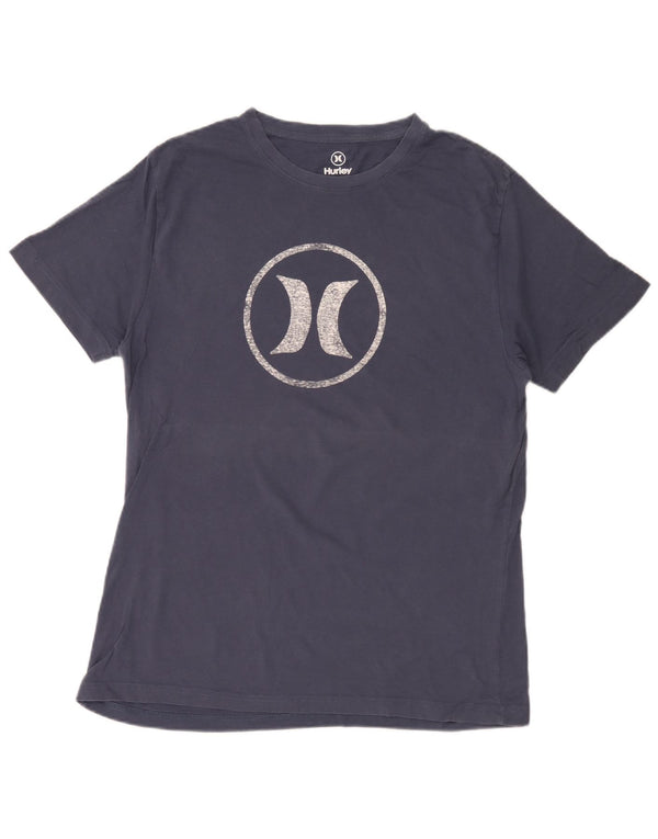 Hurley Mens Graphic T-Shirt Top Medium Navy Blue Cotton