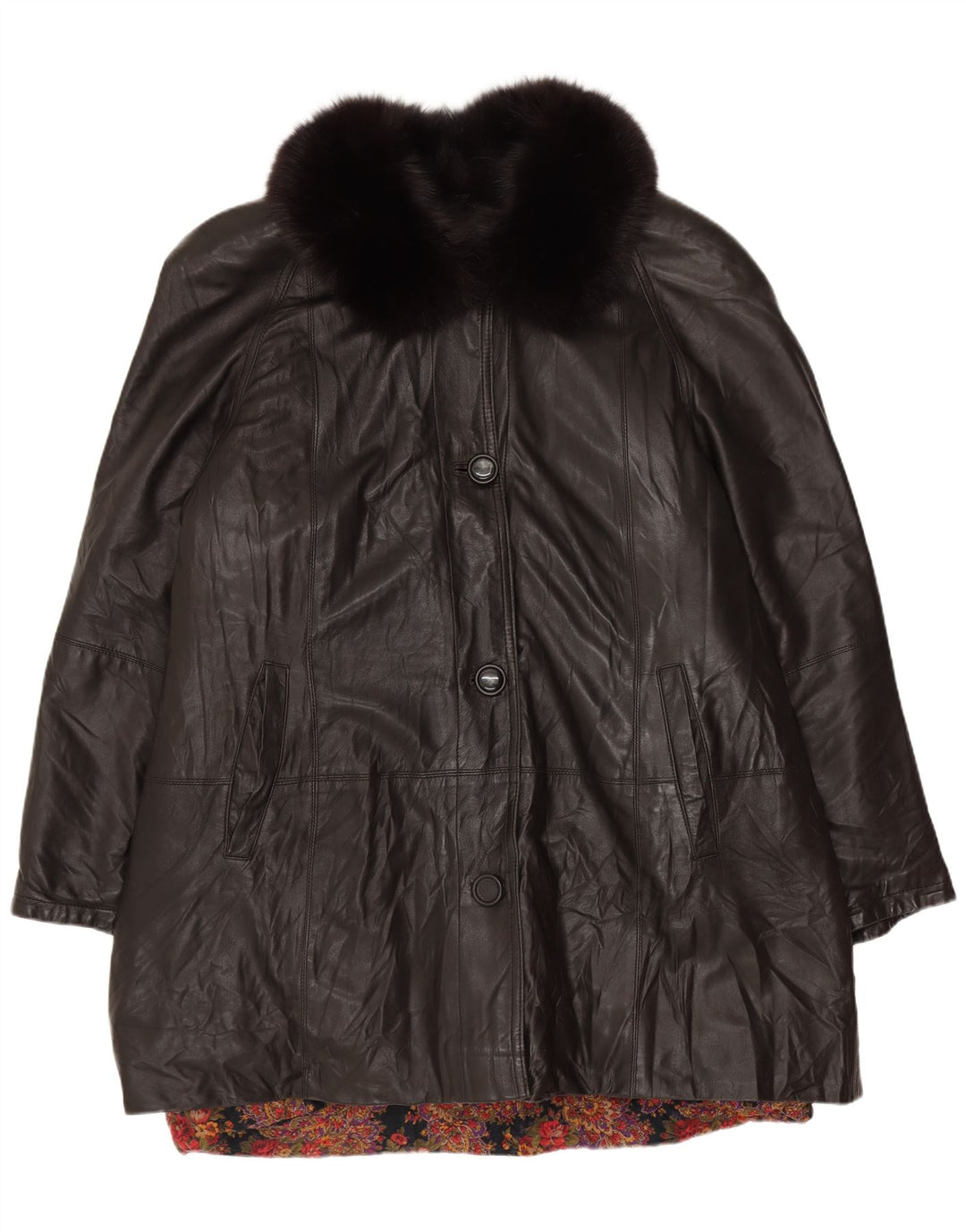 VINTAGE ženski kožni kaput UK 18 XL crna koža