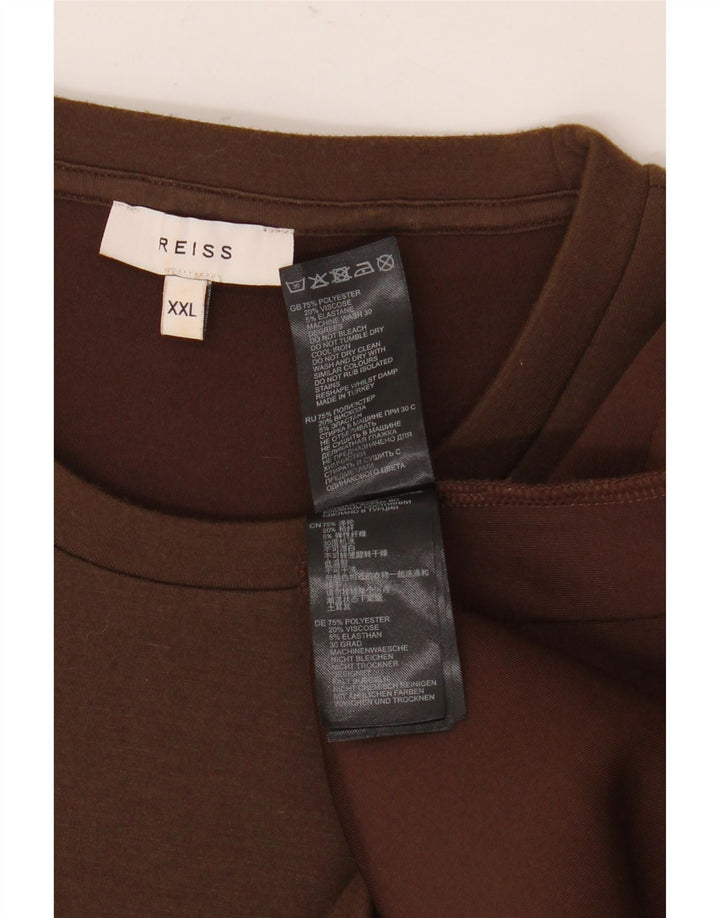 Reiss Muška majica kratkih rukava 2XL smeđi poliester