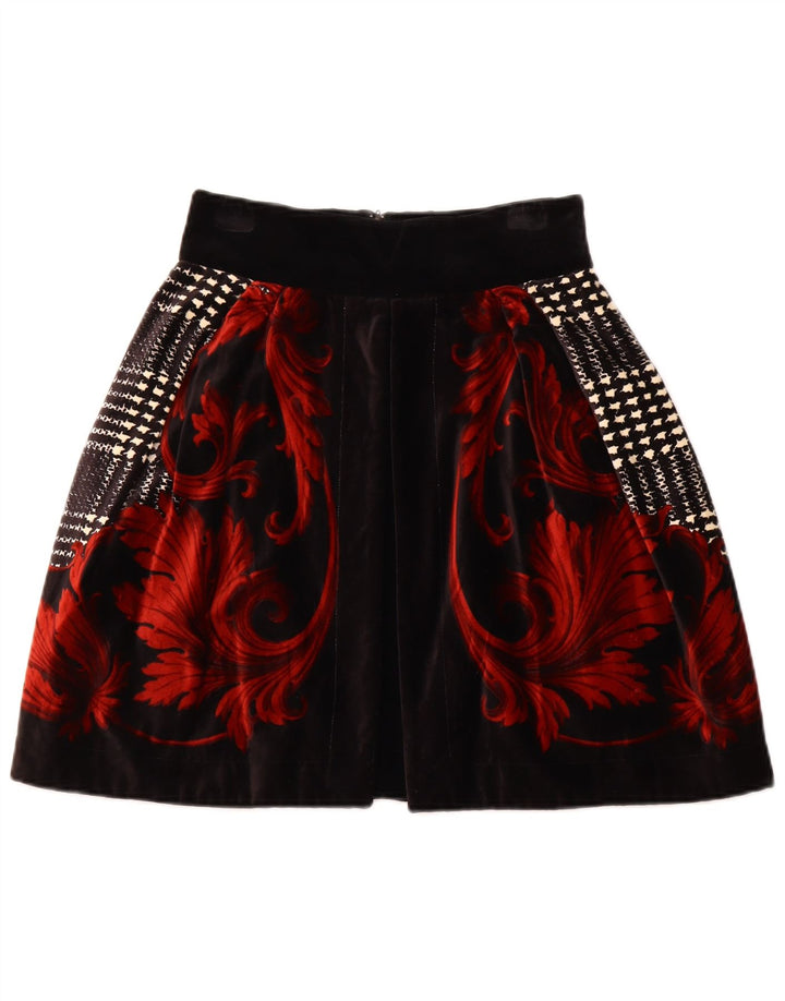 BYBLOS Ženska baršunasta suknja A-kroja IT 42 srednje W28 crni cvjetni pamuk