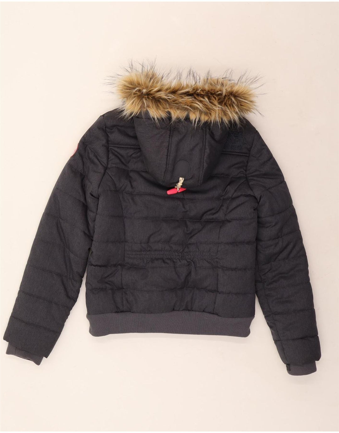 SUPERDRY ženska podstavljena jakna s kapuljačom UK 14 veliki tamnoplavi poliester