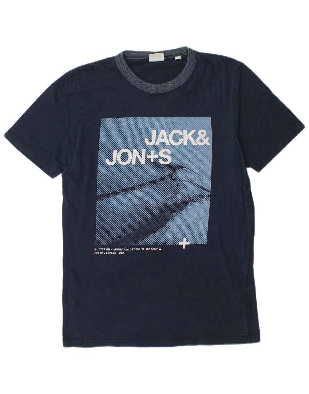 JACK & JONES Muška majica kratkih rukava s grafičkim motivima Srednji tamnoplavi pamuk