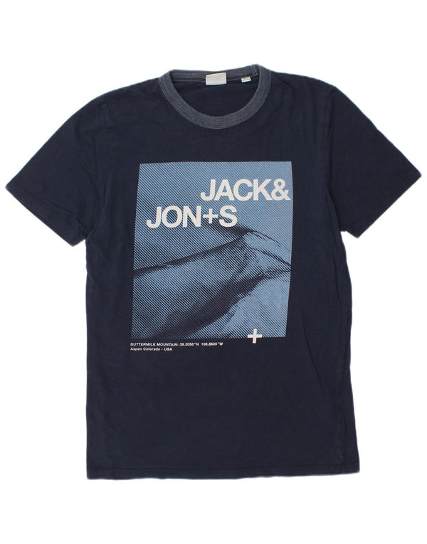 JACK & JONES Muška majica kratkih rukava s grafičkim motivima Srednji tamnoplavi pamuk