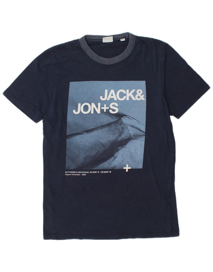 JACK & JONES Muška majica kratkih rukava s grafičkim motivima Srednji tamnoplavi pamuk