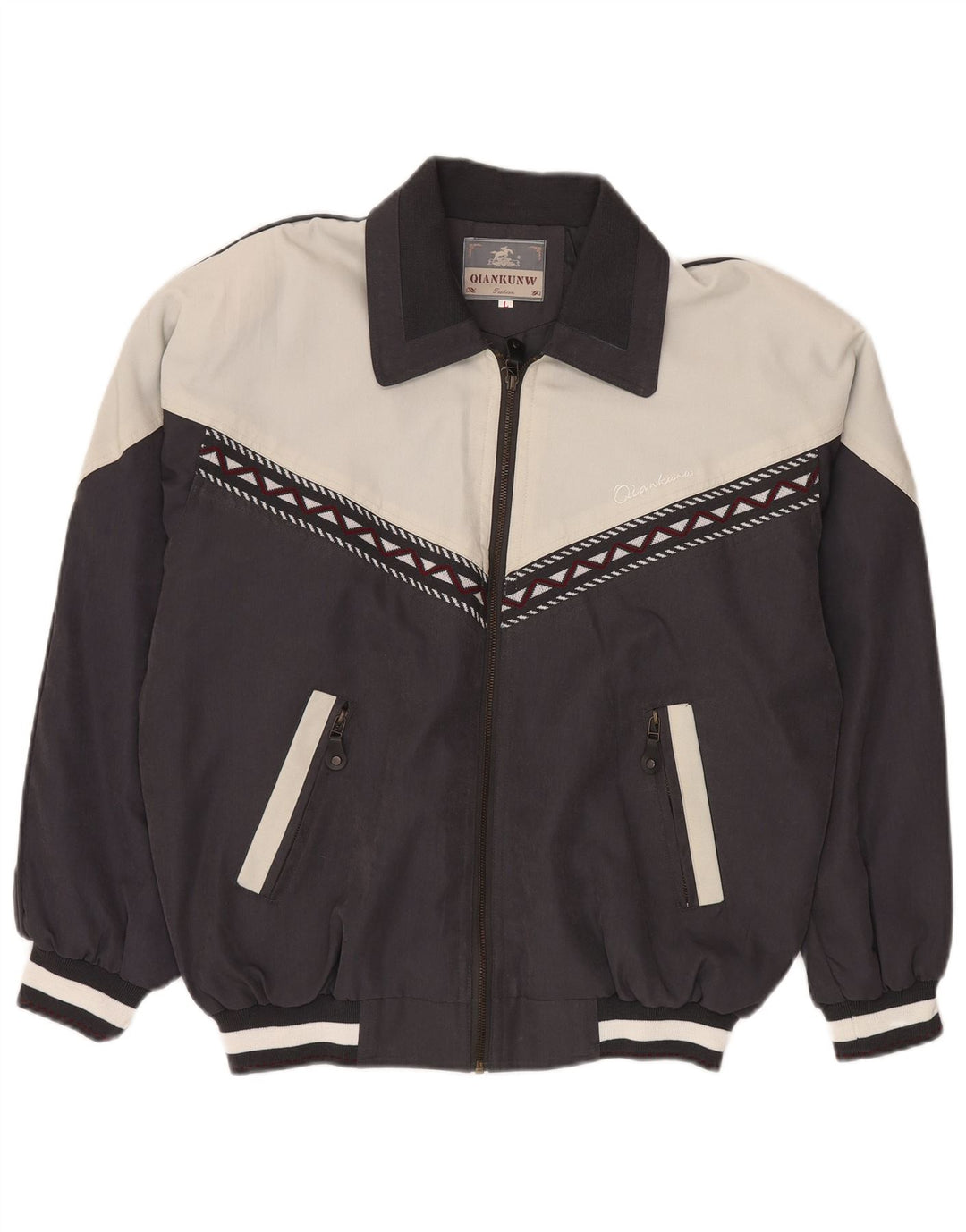 VINTAGE muška bomber jakna UK 40 veliki crni poliester u boji