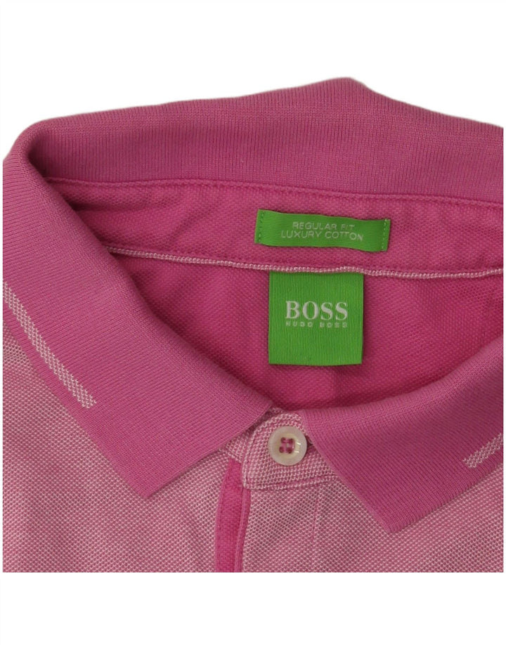 Hugo Boss muška polo majica standardnog kroja, srednje ružičasti flekasti pamuk