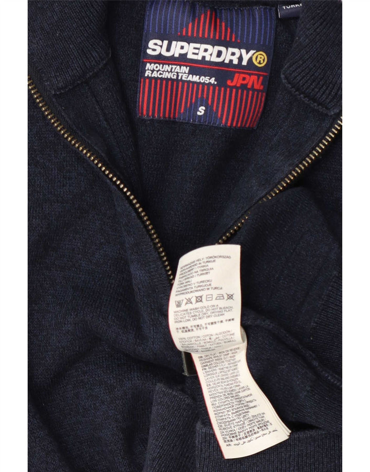 Superdry muški džemper s izrezom i malim tamnoplavim pamukom