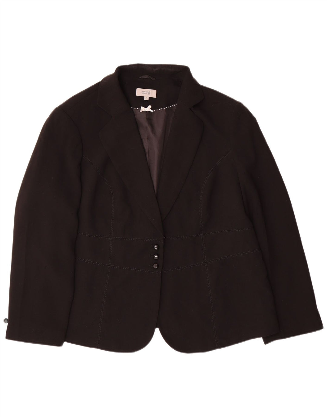 Marks & Spencer Ženska jakna sako s 3 gumba UK 20 2XL crni poliester