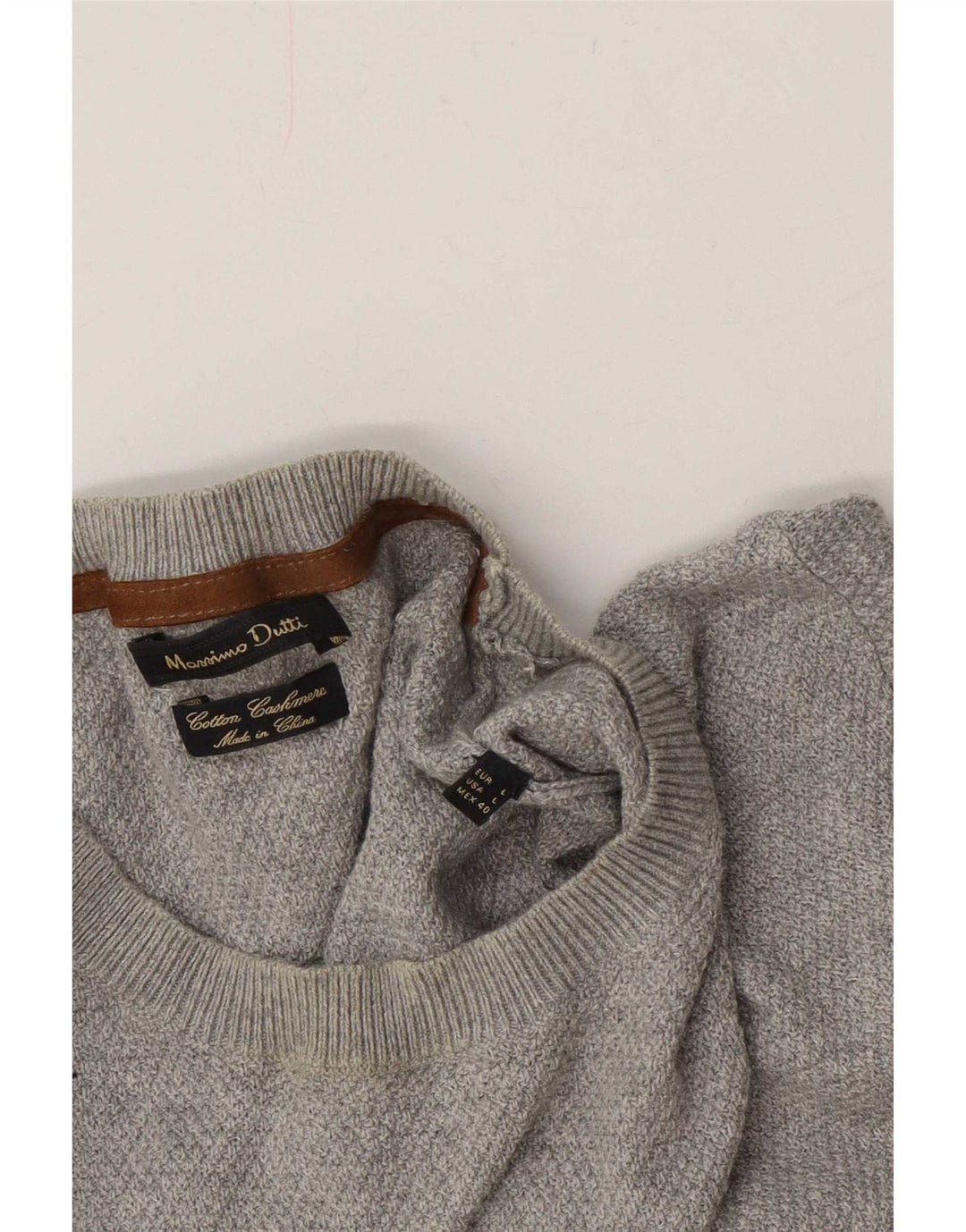 Massimo Dutti, muški pulover s okruglim izrezom, veliki sivi pamuk
