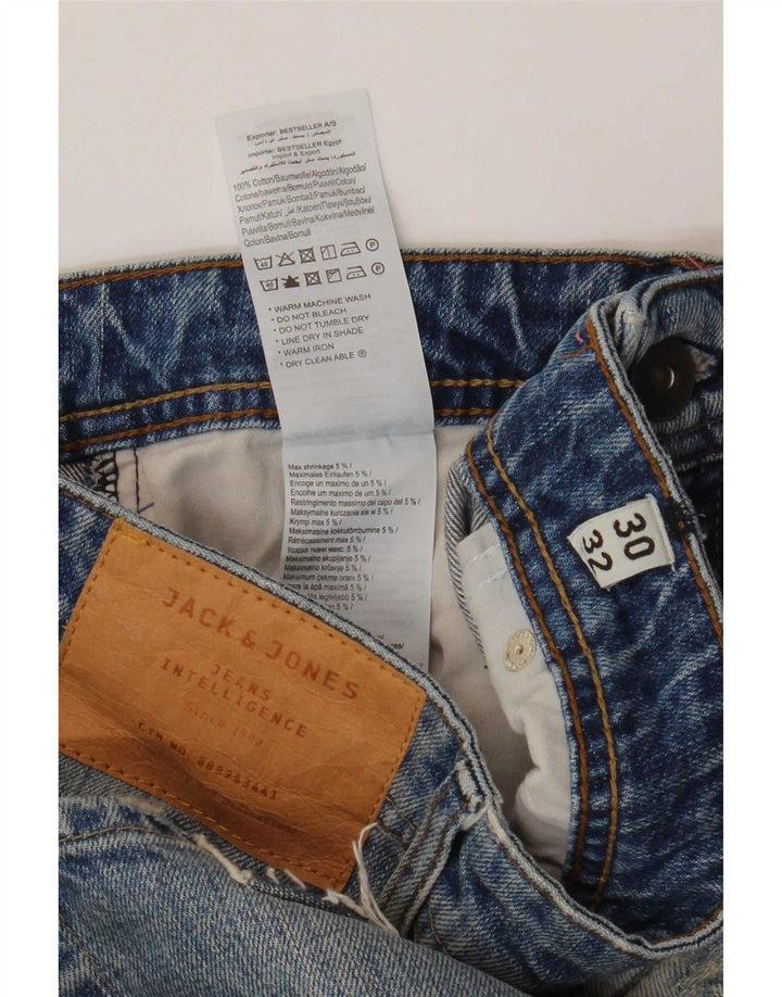 Jack & Jones muške uske traperice Mike Comfort W30 L32 plavi patchwork