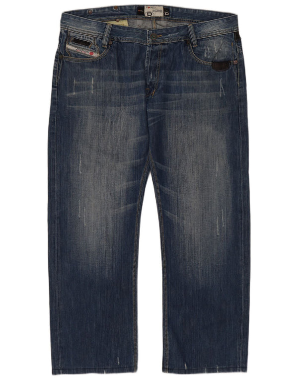 Vintage muške ravne traperice W40 L30 plavi pamuk