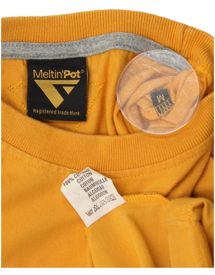 MELTIN' POT Mens Graphic Top Long Sleeve Medium Yellow Cotton