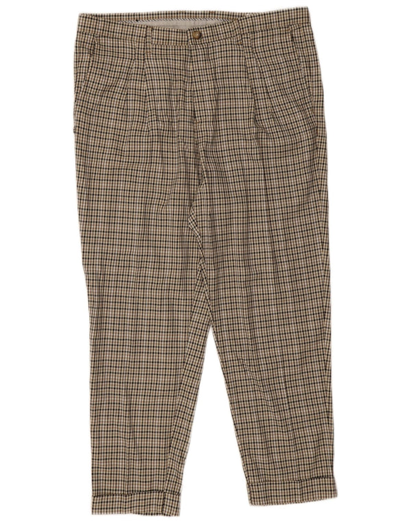 Zara muške chino hlače s klinovima EU 46 XL W36 L27 Smeđa viskoza u obliku ptičje zubice