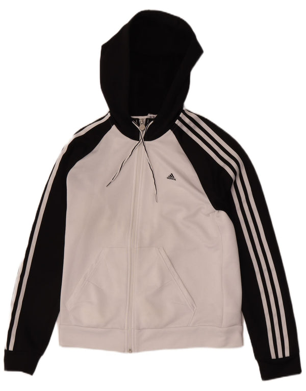 Adidas ženski pulover s kapuljačom na patentni zatvarač UK 14 Srednje bijeli poliester u boji