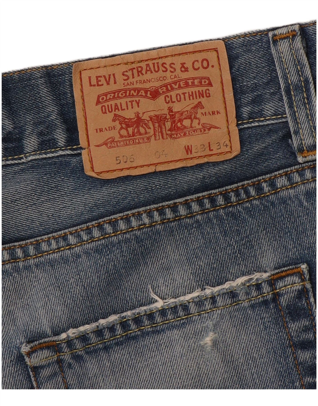 Levi's Mens 506 Distressed standardne ravne traperice W33 L30 Plave