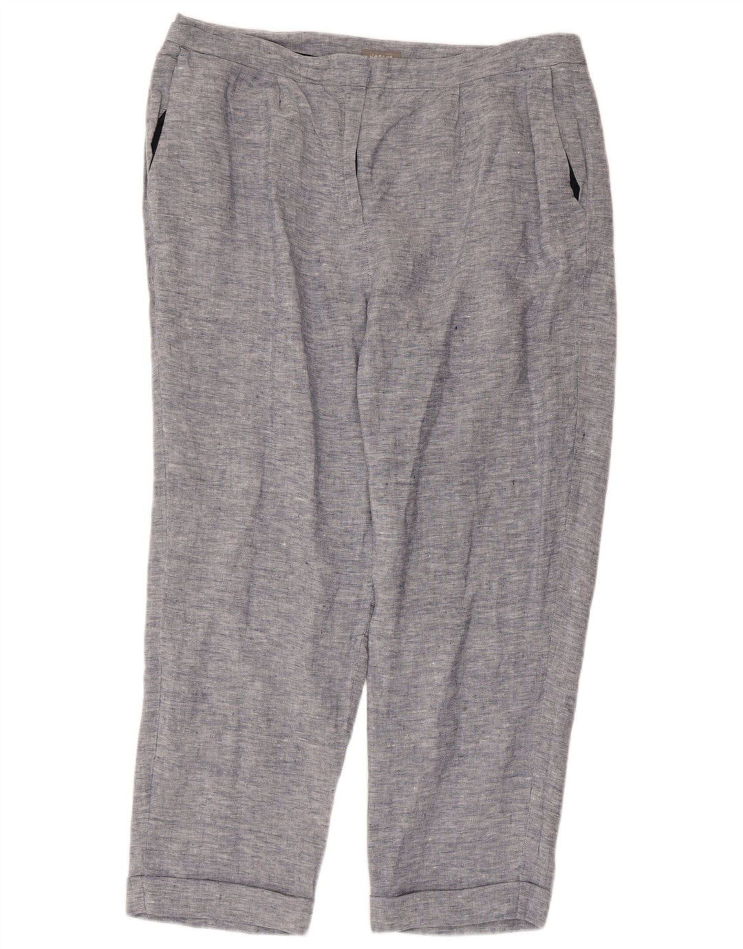 JAEGER Ženske ravne skraćene hlače UK 16 Large W36 L25 plava lanena