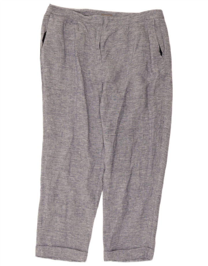 JAEGER Ženske ravne skraćene hlače UK 16 Large W36 L25 plava lanena