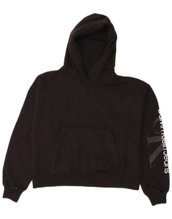 CALVIN KLEIN JEANS Ženska prevelika majica s kapuljačom UK 10 Mala crna