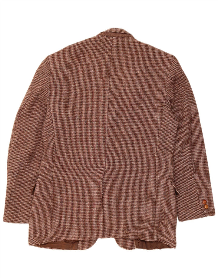 Harris Tweed muški sako sa 2 gumba UK 36 Mala smeđa houndstooth