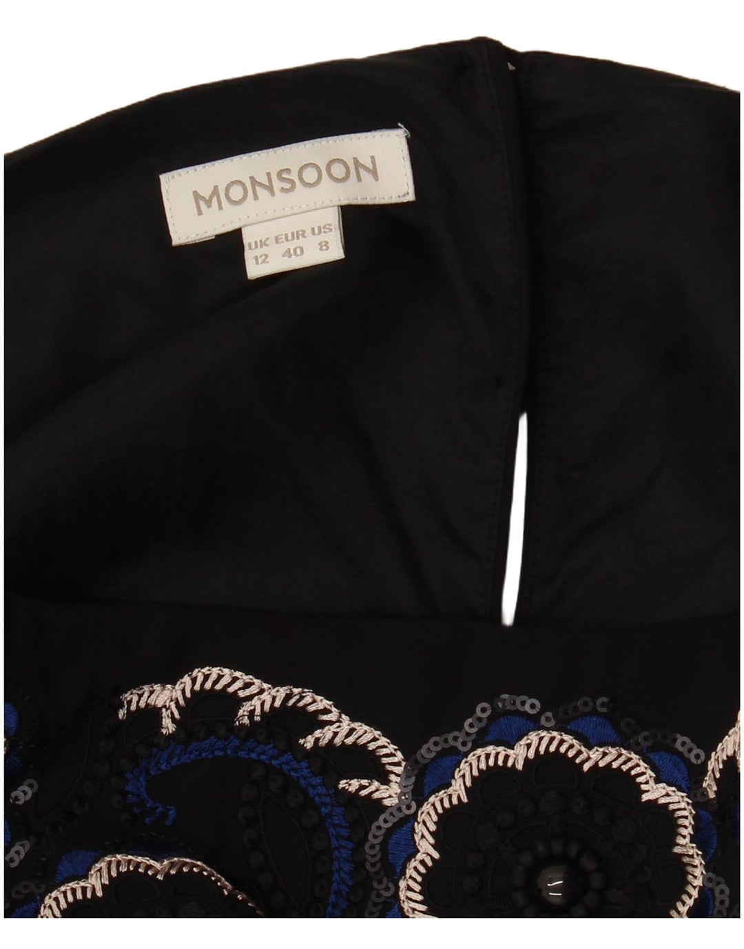 MONSOON ženska plašt haljina 3/4 rukava UK 12 srednje crna na pruge