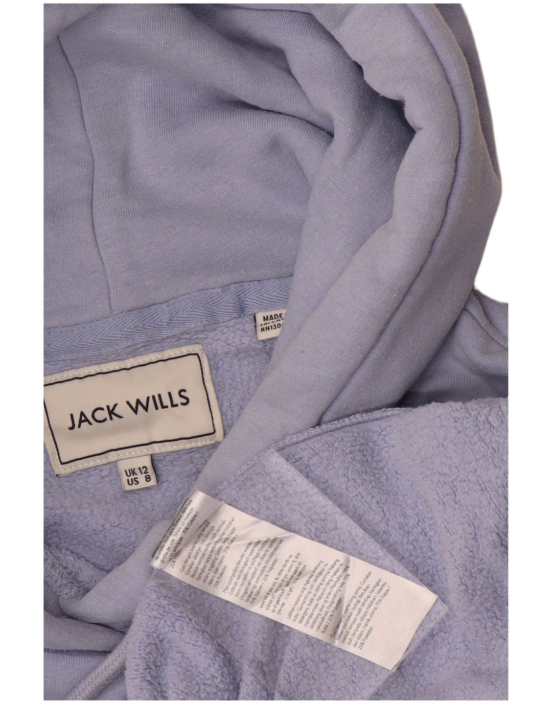 JACK WILLS Ženska majica s kapuljačom s kapuljačom UK 12 srednje ljubičasta pamuk