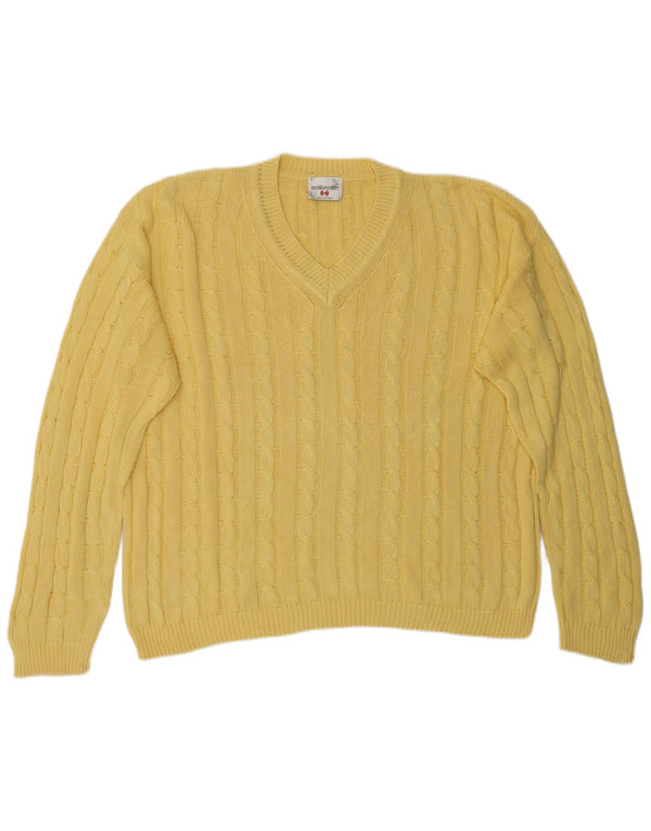 Mazzonetto muški džemper s V-izrezom Srednje žuti pamuk