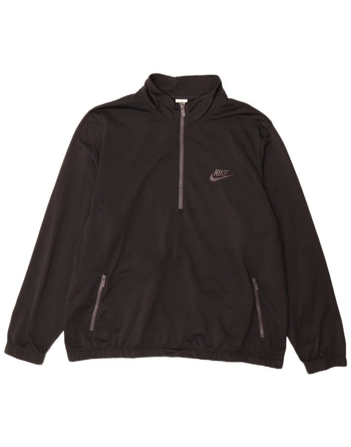Nike muška majica s izrezom na patentni zatvarač 3XL crni poliester
