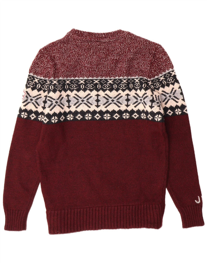 SUPERDRY muški džemper s okruglim izrezom XL Burgundy Fair Isle Classic