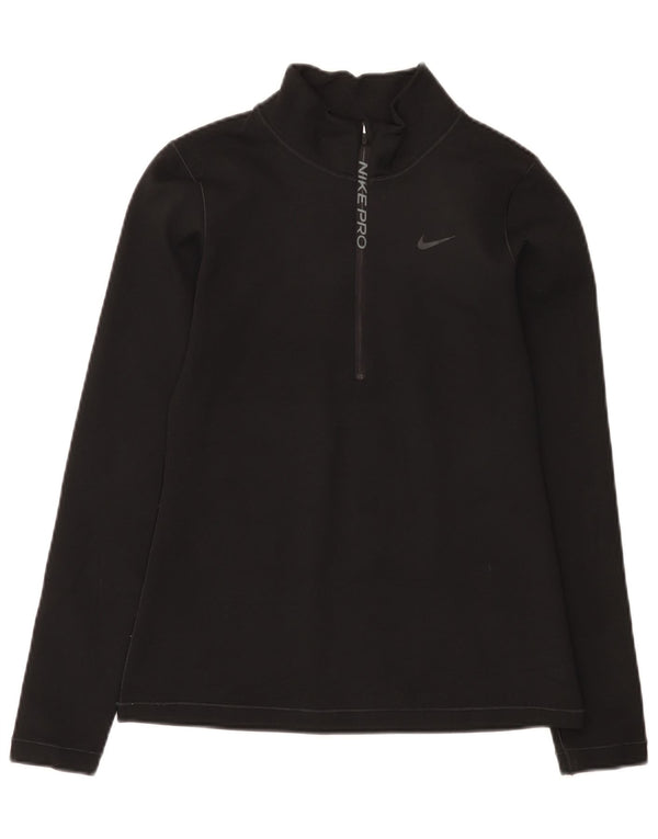 Nike Mens Dri Fit Zip Neck Pullover Tracksuit Top Small Black Polyester