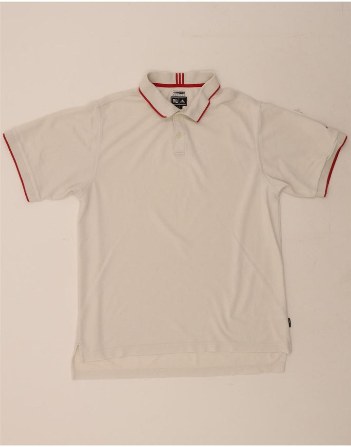 ADIDAS Mens Climalite Polo Shirt Large White Cotton Vintage Adidas and Second-Hand Adidas from Messina Hembry 