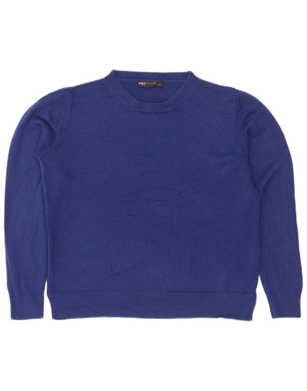 Marks & Spencer Womens Crew Neck Jumper Sweater UK 14 Medium Blue Acrylic