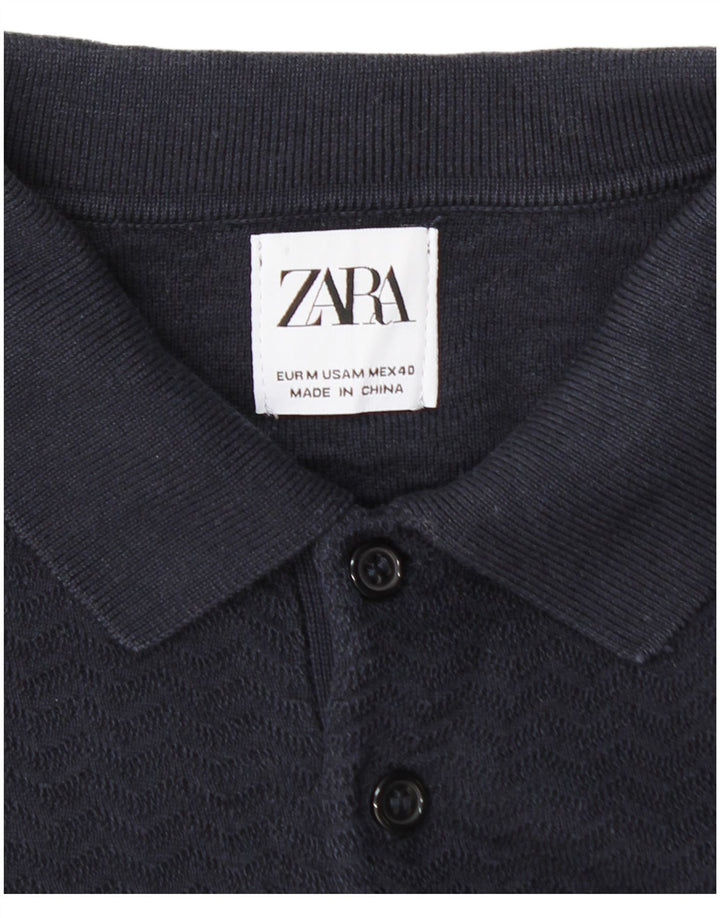 Zara muški džemper s polo ovratnikom srednje tamnoplave boje