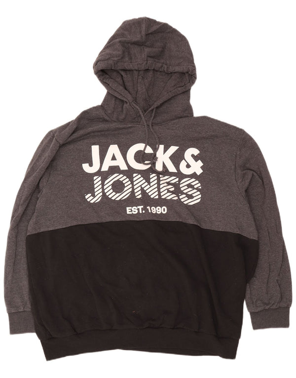 Jack & Jones muška majica s kapuljačom s grafičkim motivima 5XL sivi pamuk u blokovima boja