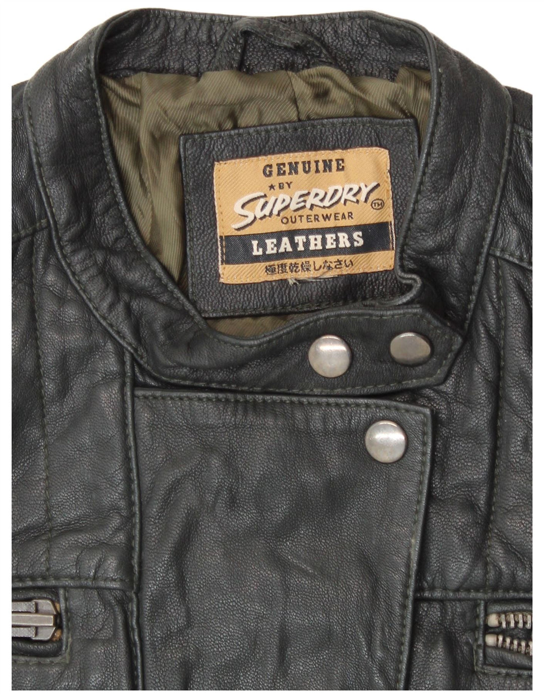 SUPERDRY ženska kožna jakna UK 14 Srednja crna koža