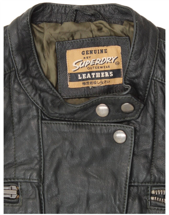 SUPERDRY ženska kožna jakna UK 14 Srednja crna koža