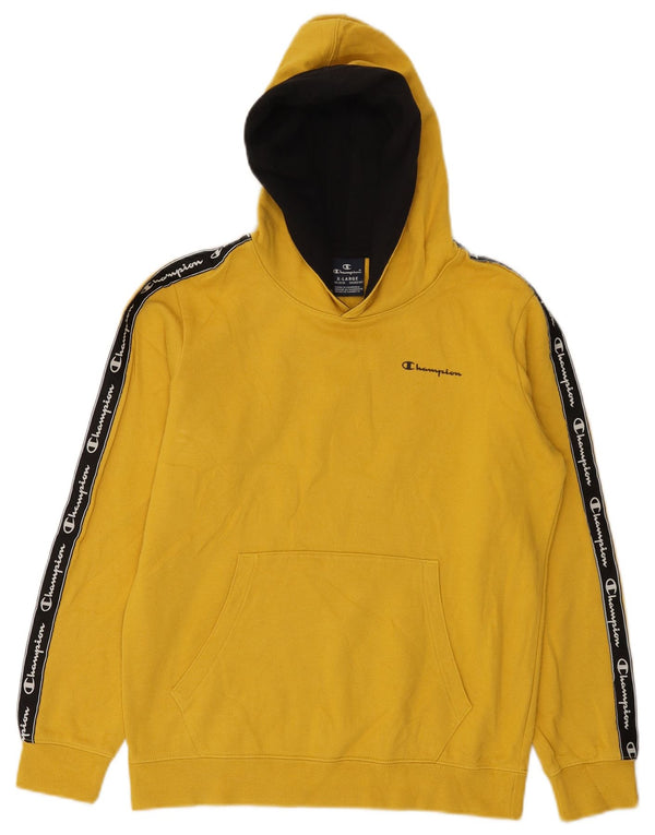 Champion Boys Graphic Hoodie Džemper 13-14 Years XL Yellow Colourblock