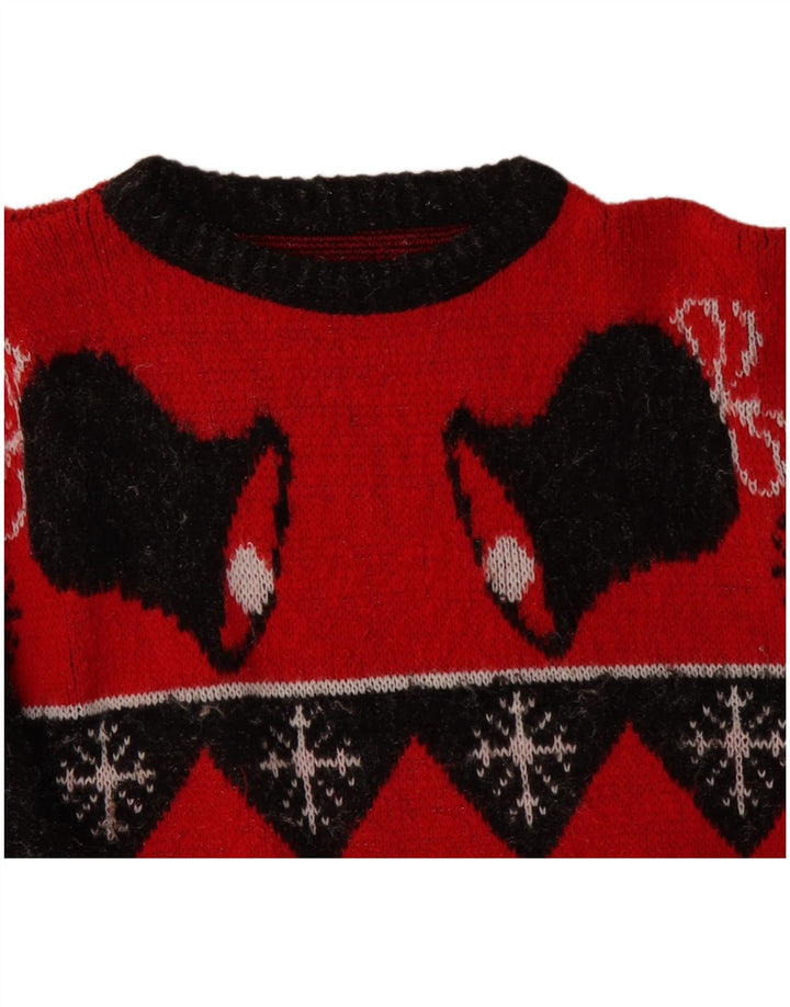 VINTAGE muški džemper s okruglim izrezom XL Red Fair Isle