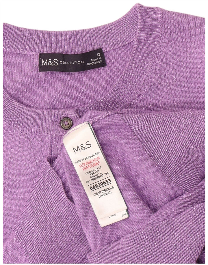 Marks & Spencer ženski kardigan pulover UK 12 srednje ljubičasta viskoza