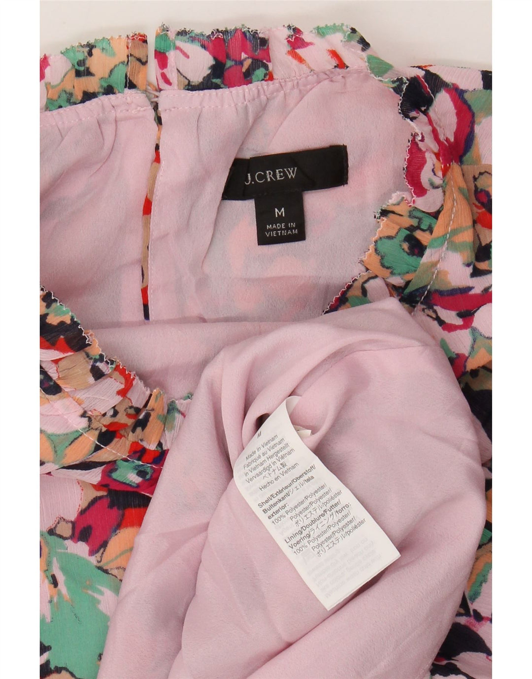 J. CREW Ženski gornji dio bluze UK 14 Srednje ružičasti cvjetni poliester