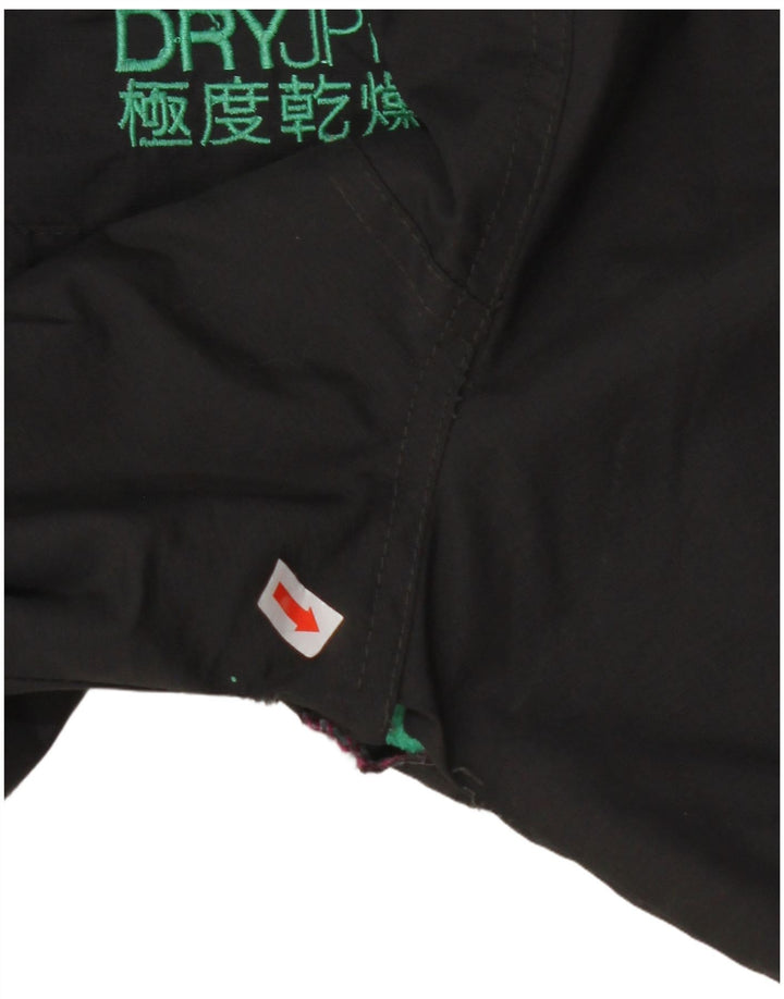 SUPERDRY ženska jakna vjetrovka s kapuljačom UK 18 XL crni najlon