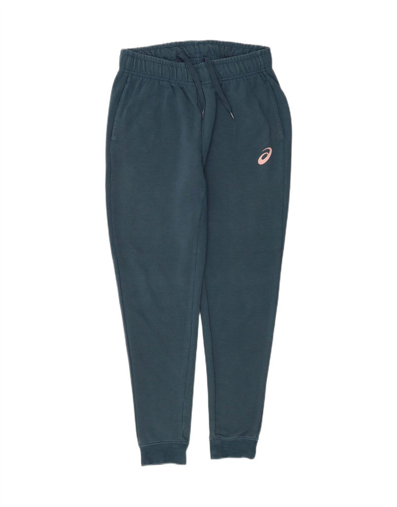 ASICS Womens Graphic Tracksuit Trousers Joggers UK 14 Large  Blue Cotton Vintage Asics and Second-Hand Asics from Messina Hembry 