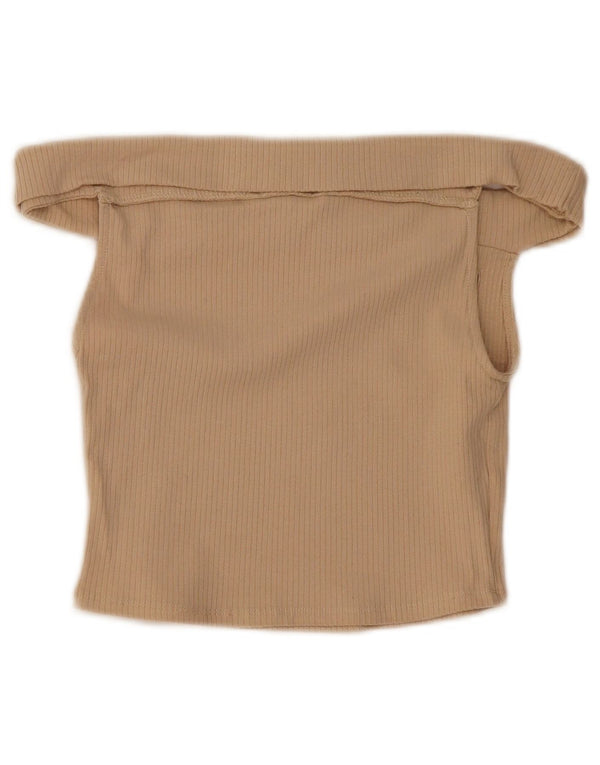 Zara ženska majica s otvorenim ramenima UK 8 Mala bež pamuk