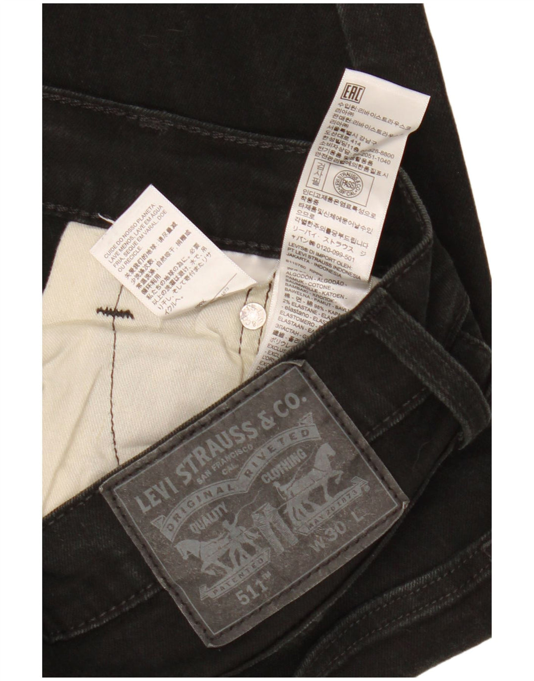 LEVI'S Ženske 511 traper kratke hlače W30 Srednje crni pamuk