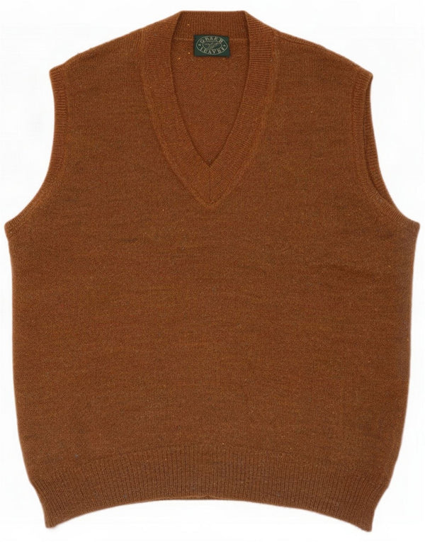 Green Leaves Mens Vest Tank Top Medium Brown Flecked