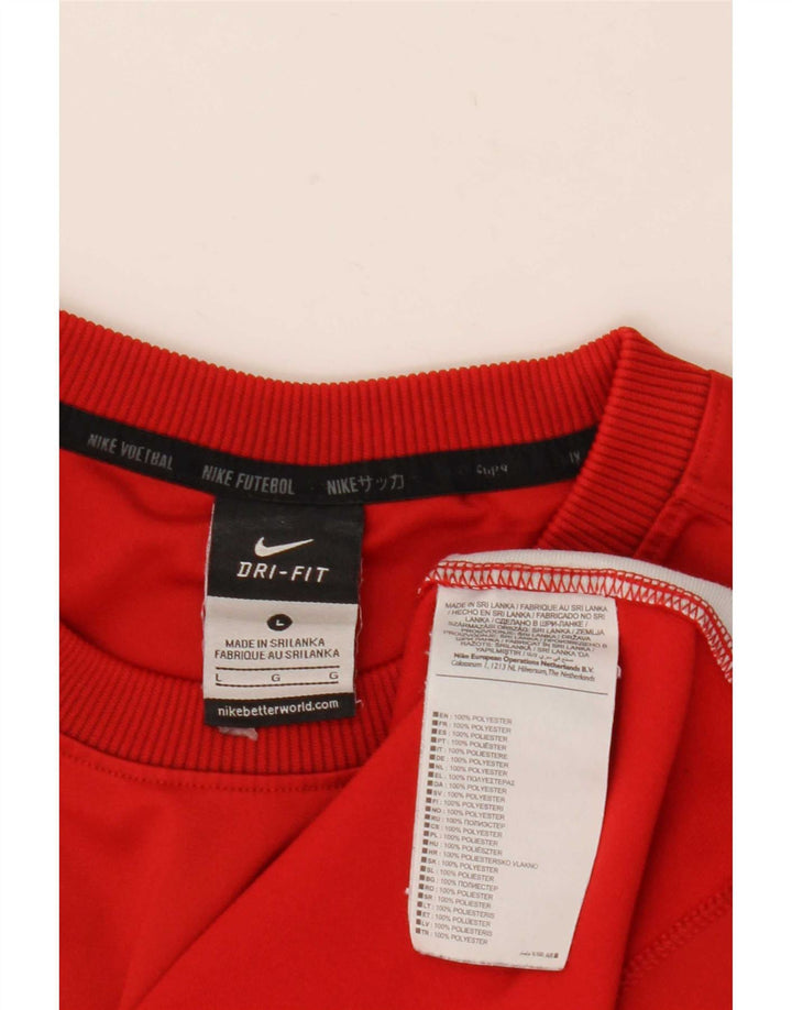 Nike muška Dri Fit grafička majica dugih rukava, veliki crveni poliester u boji