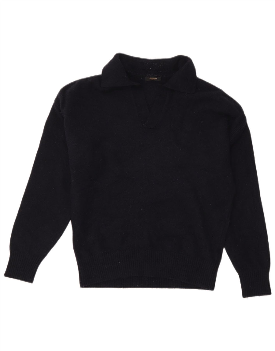 MASSIMO DUTTI Ženski džemper s polo ovratnikom UK 14 Srednje tamnoplava vunena